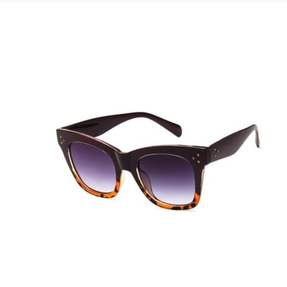 black camel leopard oversized sunglasses gradient - Picture 3 of 3